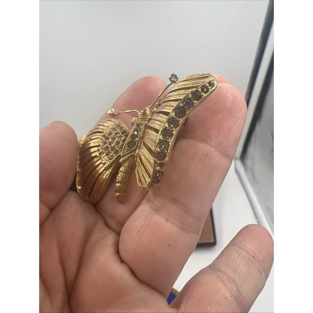 Vtg Butterfly Unsigned Schrager Brooch Large 3